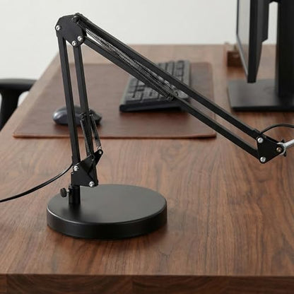 TEHAUX Weighted Desk Lamp Base Only, 7.5" Solid Iron Replacement Table Lamp Mounting Stand for Swing Arm Light, Magnifying Glass & Mic Mount, 12mm Hole (Black)