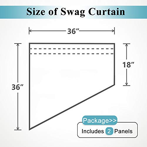 RYB HOME Short Kitchen Valances and Curtain Set for Small Windows | Privacy White Linen Swag Curtains, Semi Sheer Bathroom Tiers, Small Window Decor, for RV Camper Bathment, W36 x L36, 1 Pair - color: White, size: 36"W x 36"L (Pack of 2)