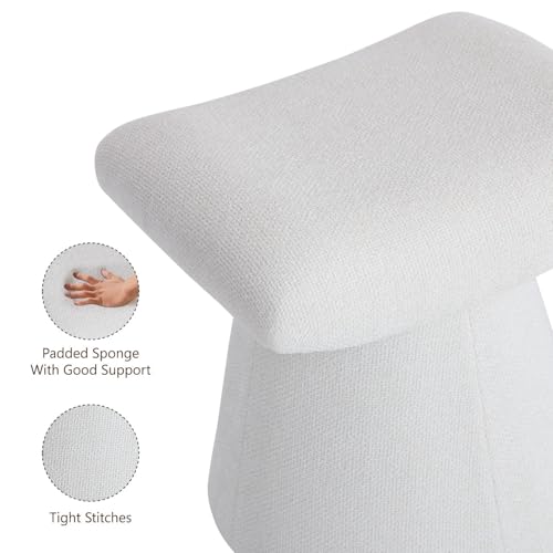 Modern Ottoman with Soft Padded Seat, Multifunctional Vanity Stool, Upholstered Footrest Stool for Living Room and Bedroom - color: White