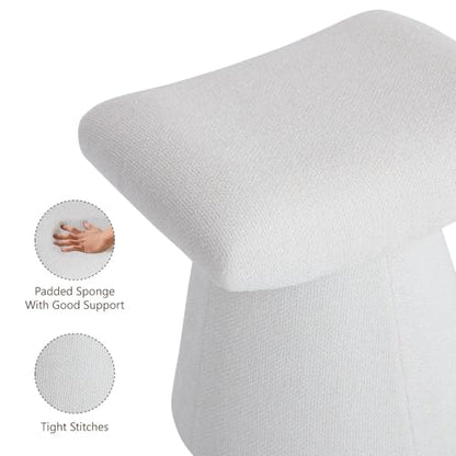 Modern Ottoman with Soft Padded Seat, Multifunctional Vanity Stool, Upholstered Footrest Stool for Living Room and Bedroom - color: White