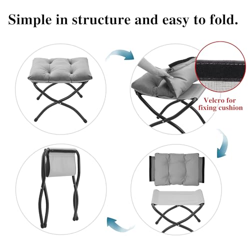 15"(H) Folding Ottoman, Set of 2, Foldable Footrest Stool, Small Foot Stool for Couch, Collapsible Foot Rest Ottoman for Sofa, Accent Padded Ottomans for Living Room, Bedroom, Dark Grey - color: Dark Grey 2pcs