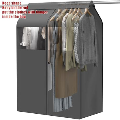 Simple Houseware 30"W x 54"H Garment Cover with Bottom Seal & Clear Window | for Clothes Rack/Closet/Hanging Clothes, Dark Gray