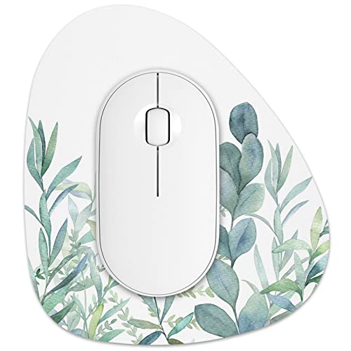 Rimilak Small Mouse Pad 6 x 7 Inch, Irregular Mini Mouse Pad with Non-Slip Rubber Base, Waterproof Compact Mouse Mat for Laptop Computer Wireless Mouse Keyboard Home Office Travel, Green Leaves - color: Green Leaves, size: 7L x 6W inches