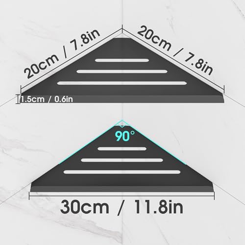 2-Pack Modern Stainless Steel Shower Caddy, 2-Shelf Corner Shelf, No Drill Shower Organizer - color: Black 2-pack
