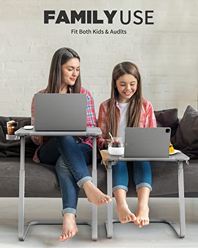 SAIJI Heavy Duty TV Trays Upgraded TV Tables for Eating on Couch | Angle & Height Adjustable Living Room Dinner Table, Laptop Desk for Sofa/Bedside/ Recliner, with Cup Holder and Tablet Slot - color: Grey