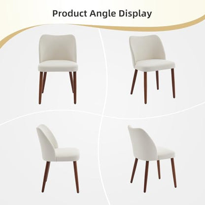 GarveeHome Wooden Dining Chair Set of 4 Upholstered Fabric Dining Chair | Modern Kitchen Chairs with Curved Backrest Leveling Feet for Dining Room, Living Room, , No tool assembly, No Wobble, White - color: White