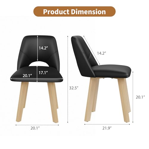 Garvee Dining Chairs Set of 4, PU Leather Upholstered Kitchen Chairs, Black | Sturdy Wood Frame , Scratch-Resistant Padded Seat, Modern Armless Side Chairs for Dining Room, Kitchen Room, Patio, - color: Black, size: Set of 4