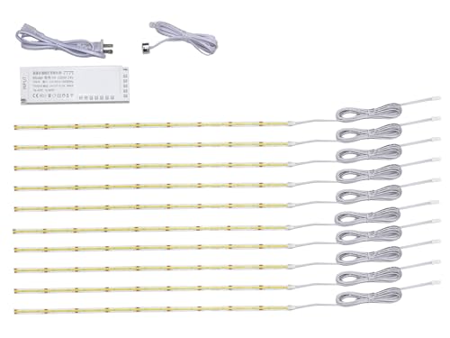 Dimmable Under Cabinet Lights with Touch Switch, 96 LEDs per feet, White(6500K) Lights kit for Kitchen Cabinets Counter Shelf Bookcase Closet (Cool White, 10 * 2Ft LED Strips) - color: Cool White, size: 10*2Ft COB Strips