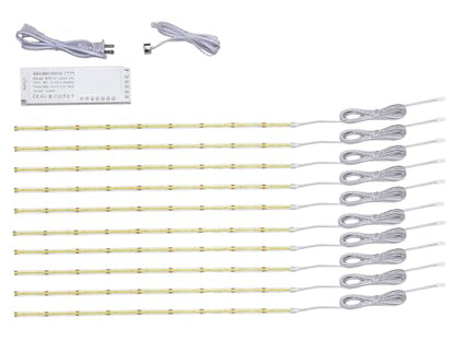 Dimmable Under Cabinet Lights with Touch Switch, 96 LEDs per feet, White(6500K) Lights kit for Kitchen Cabinets Counter Shelf Bookcase Closet (Cool White, 10 * 2Ft LED Strips) - color: Cool White, size: 10*2Ft COB Strips
