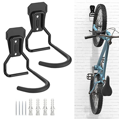 Housolution Bike Wall Mount with Fixed Hook, [2 Pack] Bike Storage Rack | Bike Rack Vertical Stand for Garage - Easily Hang/Detach - with Screws Iron Bike Hanger Brackets - size: 2 PCS