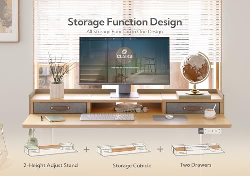 Claiks Standing Desk with Drawers, Adjustable Stand Up Electric Small Standing Desk Adjustable Height with Storage Shelf and Splice Board, 40 Inch, Natural - color: Nature, size: 39.4×23.6