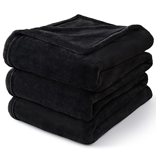 BEDELITE Fleece Blanket Soft Plush Full Bed Blanket Black 84"x90" | Ultra Soft Fleece, Plush Microfiber, Lightweight Warmth, All Season Comfort, Fade Resistant, Machine Washable, Couch Sofa Bed - color: Black, size: Full(84"x90")
