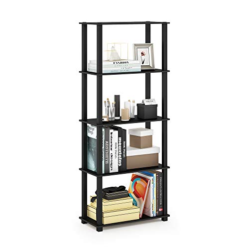 Furinno Turn-N-Tube 5-Tier Multipurpose Shelf / Display Rack / Storage Shelf / Bookshelf, Square Tubes, Americano/Black - color: Americano/Black, size: 5-Tier Square Tube