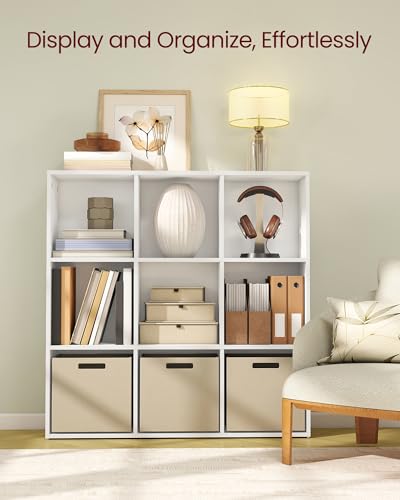 VASAGLE Bookcase Cube Shelf with 9 Compartments, 9.4 x 38.6 x 38.6 Inches | Bookshelf storage shelf, Cloud White, CUSTOS Collection, ULBC477W01 - color: Cloud White, size: 9 Cubes (9.4"D x 38.6"H), style: 1 Pack