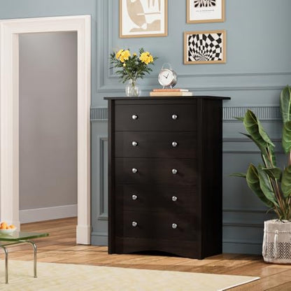Furmax Tall Dresser for Bedroom, 5 Drawer Dresser, Chest of Drawers, Organizer Drawers, for Hallway Entryway (Brown) - color: Brown
