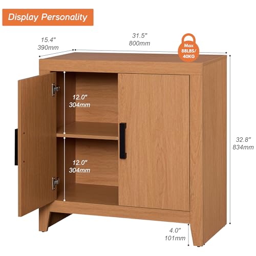 WAMPAT Buffet Cabinet with Storage, Kitchen Sideboard Cabinet with Door and Adjustable Shelf, Modern Farmhouse Credenza Wood Coffee Bar Table for Kitchen, Dining Room, Living Room, Mocha - color: Mocha