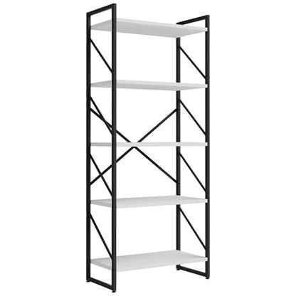 Shintenchi 5 Tiers Bookshelf, Classically Tall Bookcase Shelf,Industrial Book Rack,Modern Book Holder in Bedroom/Living Room/Office, Storage Rack Shelves for Books/Movies,11.8" Dx23.6 Wx62.2 H,White - color: White