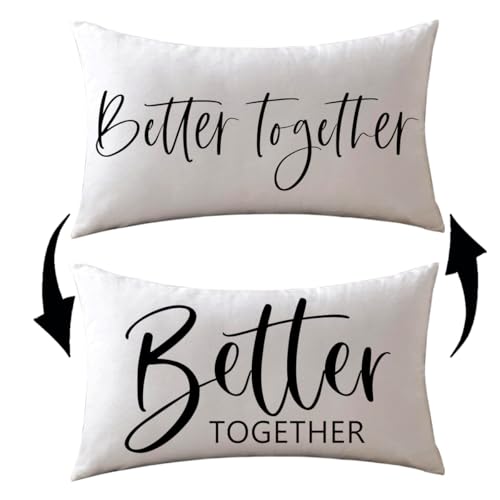 ULOVE LOVE YOURSELF Better Together Lumbar Throw Pillow Cover Romantic Couple Reversible Decorative Pillowcase12''x20'' Double-Sided Print Cushion Cover for Bed/Sofa (White) - color: White