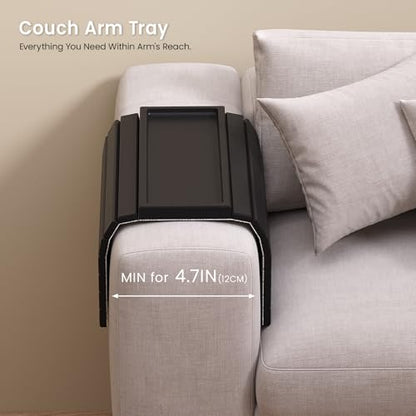 2 Pack Bamboo Folding Sofa Arm Tray with Anti-Slip Pad (Black) | Couch Armrest Tray,Foldable, Space-Saving Storage, No Assembly, universal arm fit,Gift box - color: Black