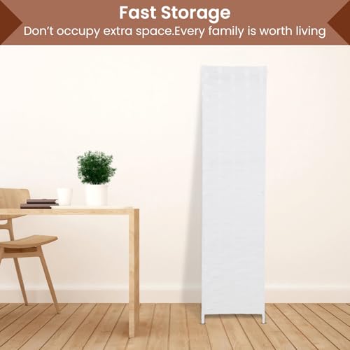 Dopinmin White Room Divider Wall Divider 6FT 4 Panels Dressing Screen | Wood Mesh Hand-Woven Indoor Room Screen Folding Portable Partition Screen - color: 180-whiteh