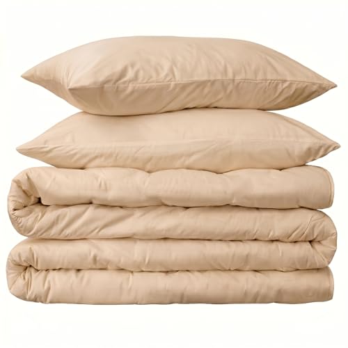 Peru Pima 415 Thread Count Percal Twin/Twin XL Duvet Cover Set - 100% Peruvian Pima Cotton, 2 Piece (1 Cover, 1 Pillowcase) - Cooling, Crisp, Hotel Quality Bedding - Latte - color: Latte, size: Twin/Twin XL