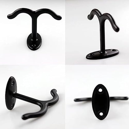10 Pcs Zinc Alloy Ceiling Double Hook Cabinet Wardrobe Coat Towel Hat Hook Hooks Under Cabinet Shelf (Black) - color: Black