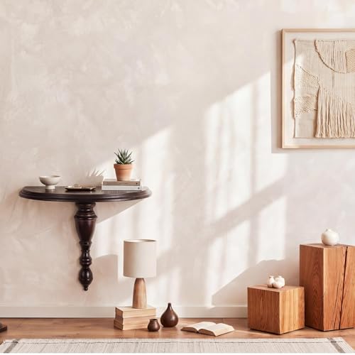 Fumete Solid Wood Floating Shelf for Wall Half Moon Bedside Shelf | Rustic Mid Century Modern Mounted Nightstand Floating Bedside Table for Bedroom, Living Room, Bathroom, Kitchen, Office