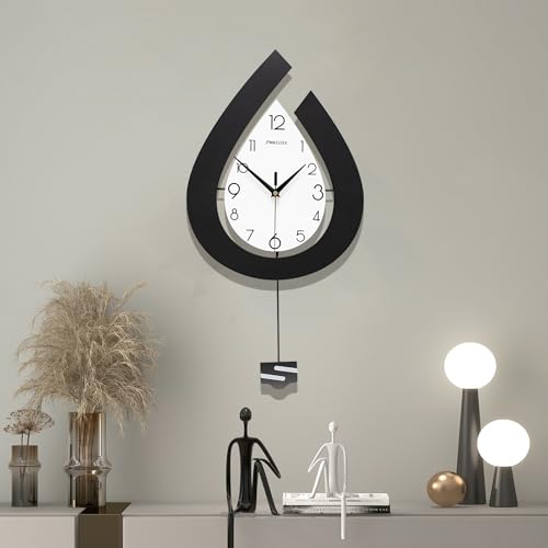 Large Wall Clock for Living Room Decor Big Decorative Pendulum Modern Wall Clock Silent Non Ticking Battery Operated 22.4 Inch Wood Art Clock for Kitchen Bedroom Office Indoor Home - size: 22.4 INCH