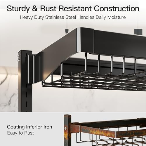3 Tier Extra Large Stainless Steel Over The Sink Dish Drying Rack | Rust Proof Metal, Expandable Kitchen Sink Drainer, Counter Space Saving, Heavy Duty, Modern Black, Multifunctional Storage - color: Black, size: Over Sink 3 Tier