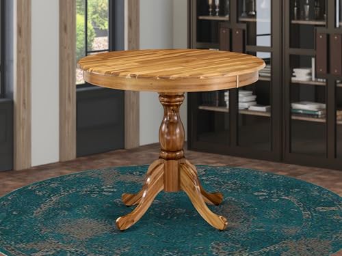 East West Furniture AMT-ANA-TP Antique Dining Room Table - a Round Kitchen Table Top with Pedestal Base, 36x36 Inch, Natural - color: Natural