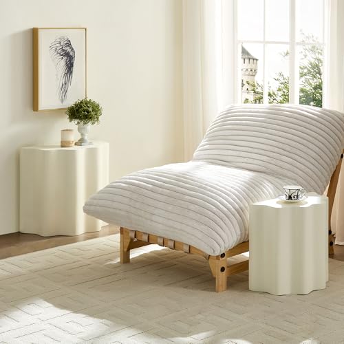 Nesting Coffee Table Set of 2 for Living Room, Modern Circle Center Table with Wavy Edges Design, Accent End Side Table for Small Space, No Need Assembly (Fiberglass, 22.05"+16.93") - color: 22.05"+16.93" Fiberglass, Beige