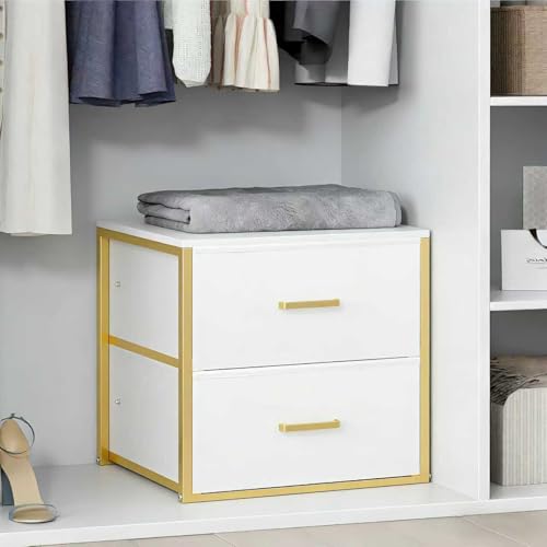 Stackable Storage Drawers, Closet Drawer Organizers and Storage | Storage Drawers for Clothes Small Fabric White 2 Drawer Dresser for Closet, Bedroom, Dorm, Office, Living Room, Under Bed - size: 16.5"D x 11.8"W x 16.5"H (2 Drawers)
