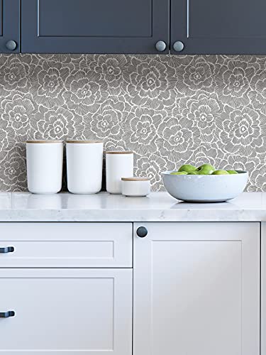NuWallpaper Charcoal Saraya Peel and Stick Wallpaper, Grey, Removable Wallpaper, Renter-Friendly, 20.5 in x 18 ft - color: Gray
