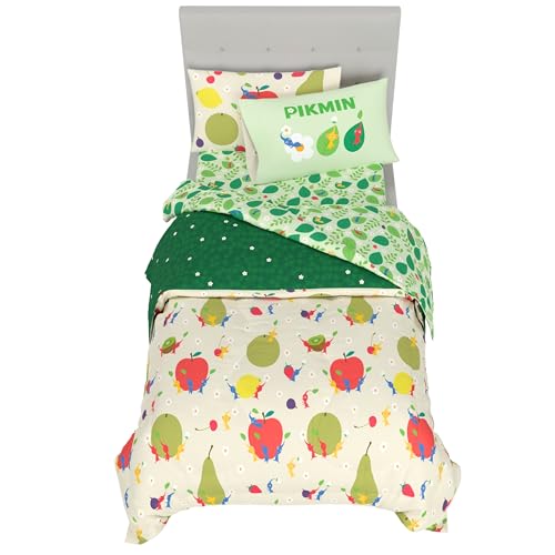 Nintendo Pikmin Game Kids Bedding Set, Twin Size 5 Piece Comforter and Sheet Set with Sham, (Officially Licensed Product) by Franco - color: Pikmin, size: Twin
