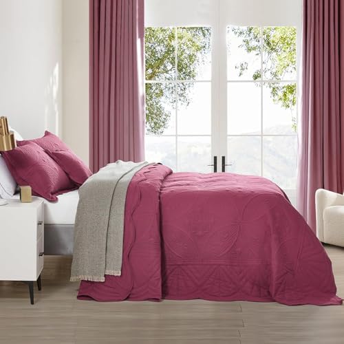 DaisyHuang Bedspread - Full Size Bedding Cover - Modern & Contemporary Coverlet Set, Real Stitching, Reversible, Lightweight, 5 Piece, Burgundy - color: Burgundy, size: Full(96"x110")