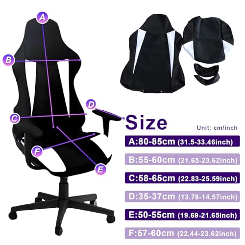Gaming Chair Covers Only,Stretchable Fit Thick Breathable Mesh | Cat Scratch Proof,Scratch Resistant,Soft,Gaming Chair Seat Cover with 2Pcs Armrest Slipcovers(Black-white,Style 2) - color: Black-white, size: Style 2