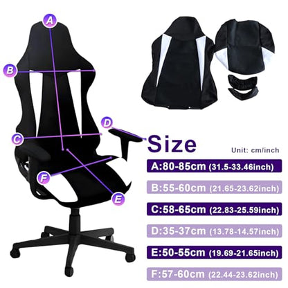 Gaming Chair Covers Only,Stretchable Fit Thick Breathable Mesh | Cat Scratch Proof,Scratch Resistant,Soft,Gaming Chair Seat Cover with 2Pcs Armrest Slipcovers(Black-white,Style 2) - color: Black-white, size: Style 2