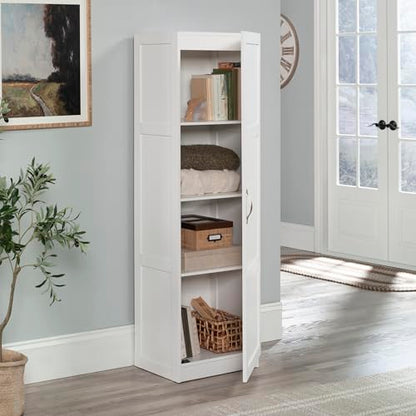 Sauder Miscellaneous Tall Storage Cabinet, Kitchen Pantry, Single Door with Adjustable Shelves, White Finish - color: White