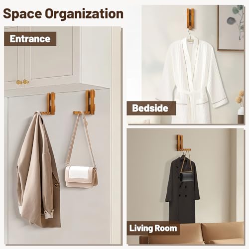 Wood Wall Mounted Clothes Drying Rack, 6 Inch Small Spaces Foldable Clothes Wall Hanging Racks, Wooden Folding Clothes Hanger Racks for Apartments Closet Balconies Laundry Room, Bedroom, Living Room