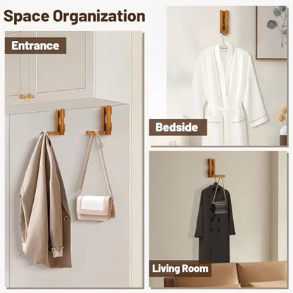 Wood Wall Mounted Clothes Drying Rack, 6 Inch Small Spaces Foldable Clothes Wall Hanging Racks, Wooden Folding Clothes Hanger Racks for Apartments Closet Balconies Laundry Room, Bedroom, Living Room