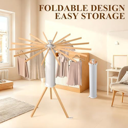 Foldable Clothes Drying Rack, Portable Garment Drying Rack for Indoor Outdoor, Space Saving Laundry Drying Rack, Sturdy Clothing Air Dryer Hanger for Balcony Bedroom Laundry Room