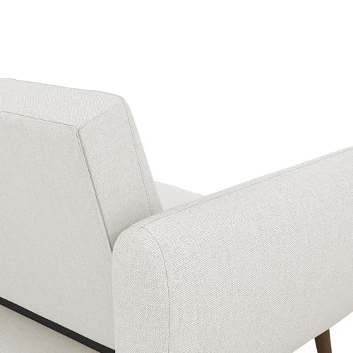 Novogratz Brittany 82 Inch Futon Sofa Bed in Faux Leather, Upholstered Couch Sleeper with Tufted Back, Mid-Century Modern Design, Light Gray - color: Light Gray