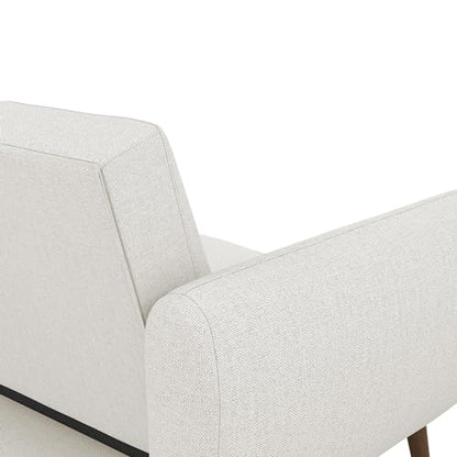 Novogratz Brittany 82 Inch Futon Sofa Bed in Faux Leather, Upholstered Couch Sleeper with Tufted Back, Mid-Century Modern Design, Light Gray - color: Light Gray