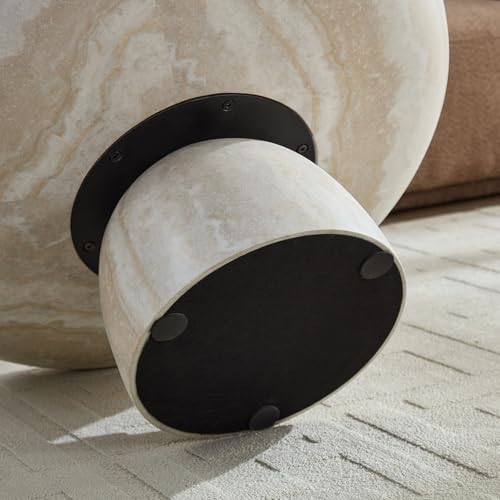 35.43" Round Faux Marble Coffee Table with Base (35.43"x13.77") | Faux Marble Center Table Concrete Coffee Table Travertine Accent Table Stone Coffee Table Living Room Furnitures - color: Mars,ø35.43" X 13.8",pedestal
