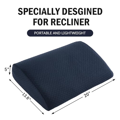 HOMBYS Lumbar Support Pillow for Recliner Chair, Memory Foam Back Support Cushion for Elderly,Extra Large Lumbar Support Pillow,Thick Backrest for Home Reading (Navy Blue, 20“x13.5"x5") - color: Navy Blue, size: 20“x13.5"x5"