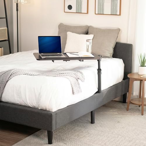 Height Adjustable Under Mattress 30 inch Bedside Desk, Works with Lofts and Beds Without Frames, Tilting Desktop, Fits Laptops, Books, and More, Black - size: 30"