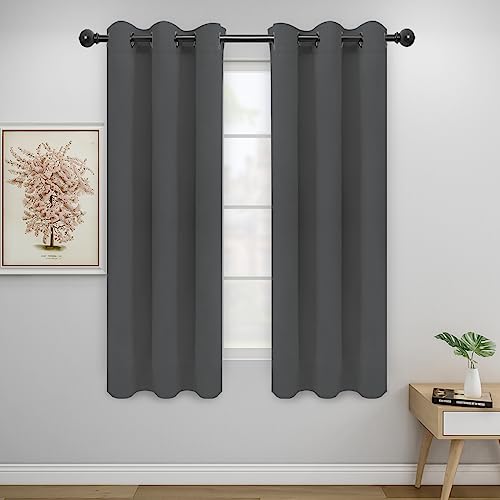 Easy-Going Thermal Grommet Blackout Curtains, 2 Panels 34x63 in, Grey | Washable Grommet Top Window Drapes for Bedroom and Living Room, Noise Reduction, Room Darkening - color: Grey, size: 34"W x 63"L (Pack of 2)