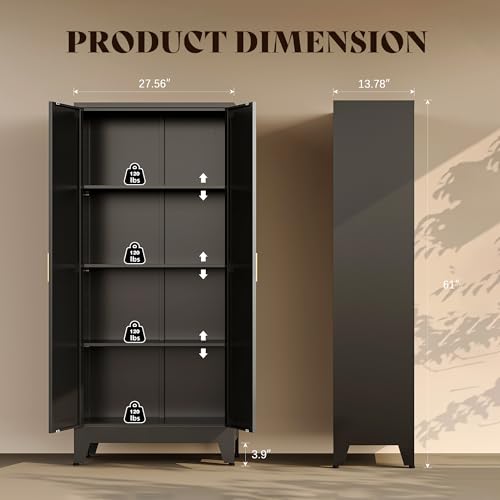 61"H Black Pantry Kitchen Cabinet with Doors,Black Storage Cabinets,Freestanding Pantry Cabinet,Farmhouse Food Storage Cabinets,Tall and Large Pantry Cabinets for Kitchen, Dining Room, Living Room - color: Black, size: 61"H