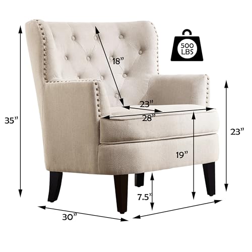 Rosevara Atlas Mid-Century Modern Accent Chair - Upholstered Lounge Arm Chair with Soft Cushion for Small Spaces - color: Pearl Velvet