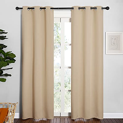 NICETOWN Room Darkening Draperies Window Curtain Panels, Thermal Insulated Grommet Room Darkening Curtains for Bedroom (Biscotti Beige, 2 Panels, W34 x L84 -inch) - color: Biscotti Beige, size: 34"W x 84"L (Pack of 2)